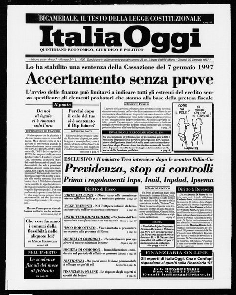 Italia oggi : quotidiano di economia finanza e politica